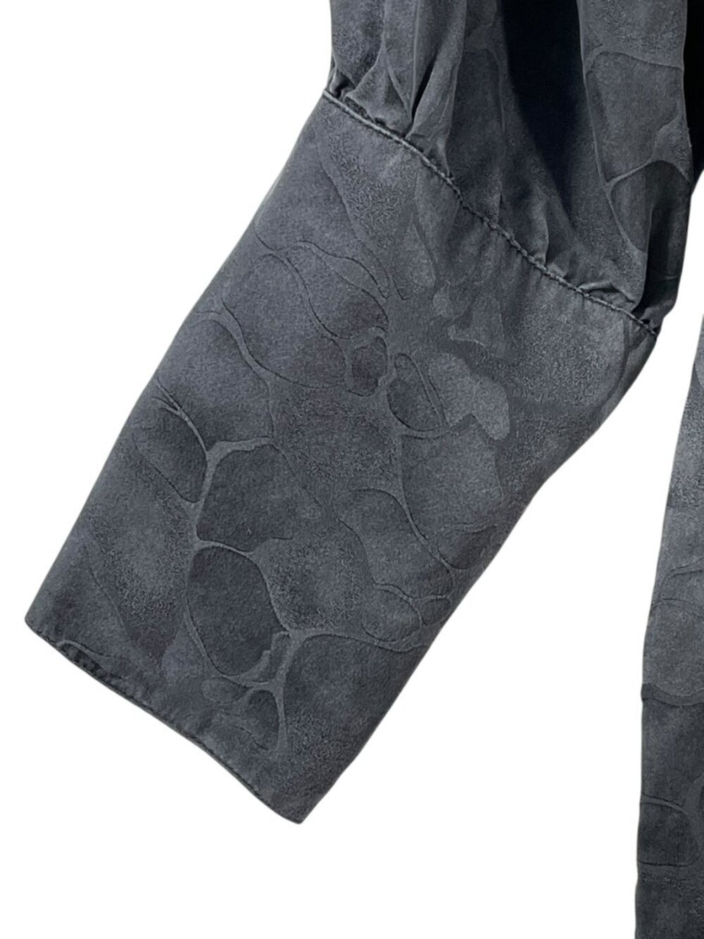 Tucker 100% Silk Charcoal Jacquard Mini Dress Puff Sleeve M - Picture 8 of 15